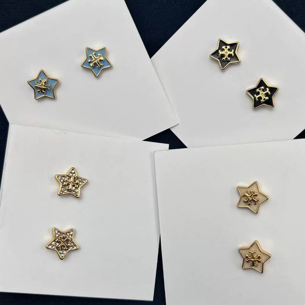 Tory Burch Copper Gold Plated 5 Point Star Stud Earrings